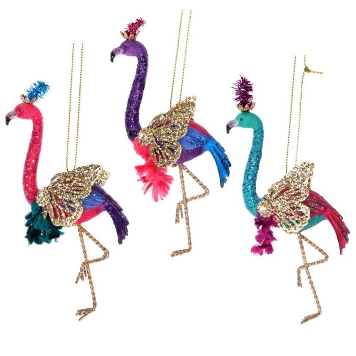 Gisela Graham Flamingo w Metal Wings Decoration x3